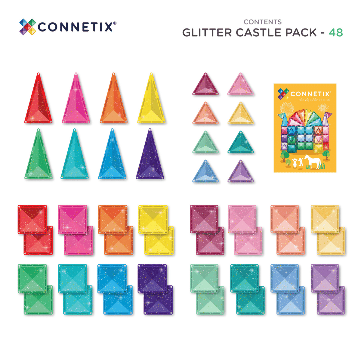 CONNETIX 48 PC GLITTER CASTEL PACK