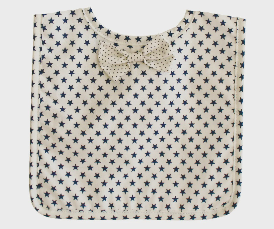 BOW TIE BIB - WHITE NAVY STAR