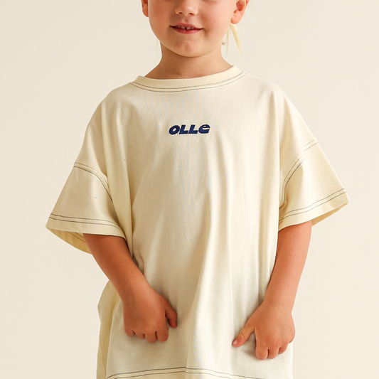 CONTRAST STITCH TEE - ECRU