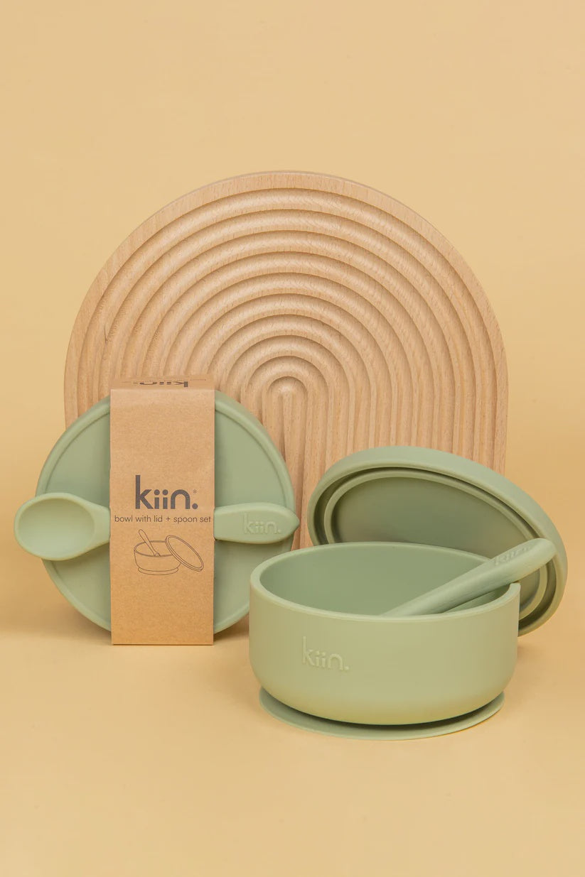 SILICONE SUCTION BOWL - LID + SPOON | SAGE