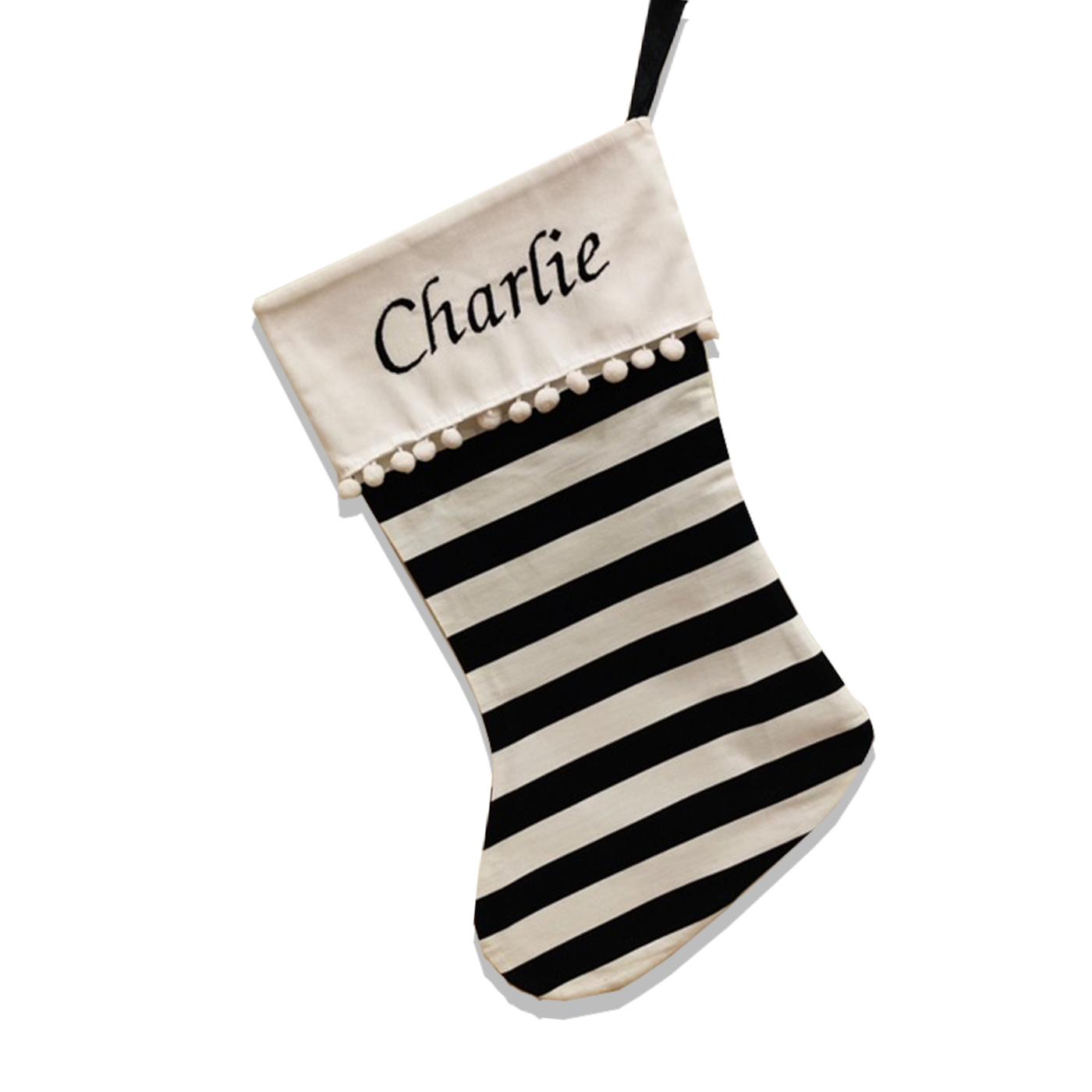 CHRISTMAS STOCKING - BLACK STRIPE