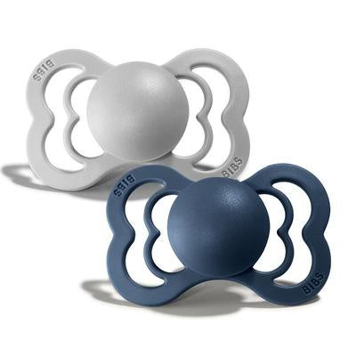 BIBS SUPREME SILICONE TWIN PACK | SIZE 2 - CLOUD/STEEL BLUE