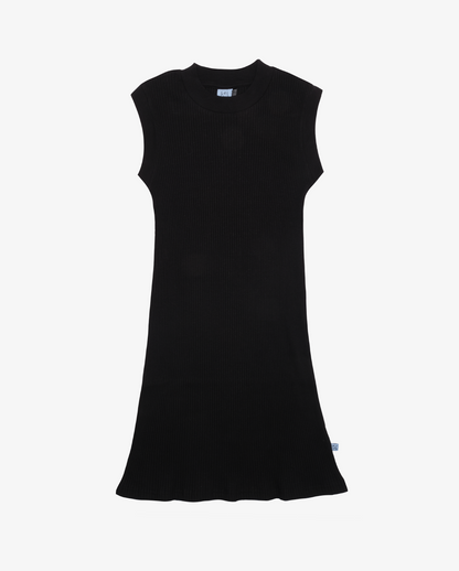 COTTON RIB RELAXED TANK DRESS - BLACK