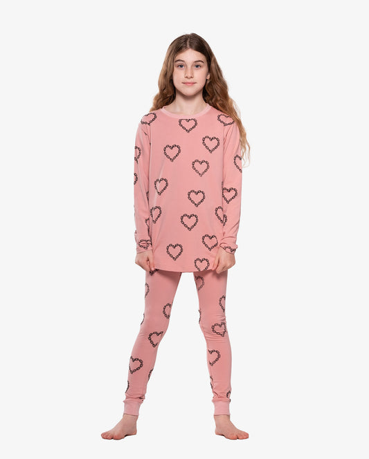 CHAIN HEART WINTER PJS - BLUSH PINK