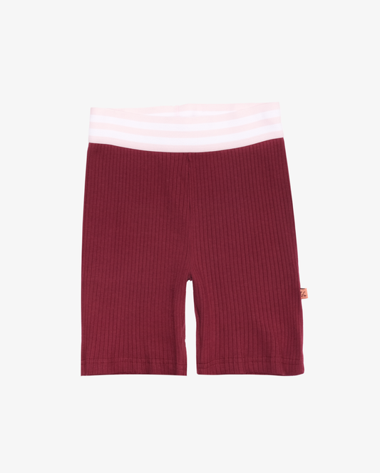 COTTON RIB STRETCH SHORTS - DARK PLUM