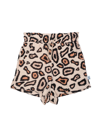 DIGI LEOPARD PRINT RELAXED SHORTS - CREAM