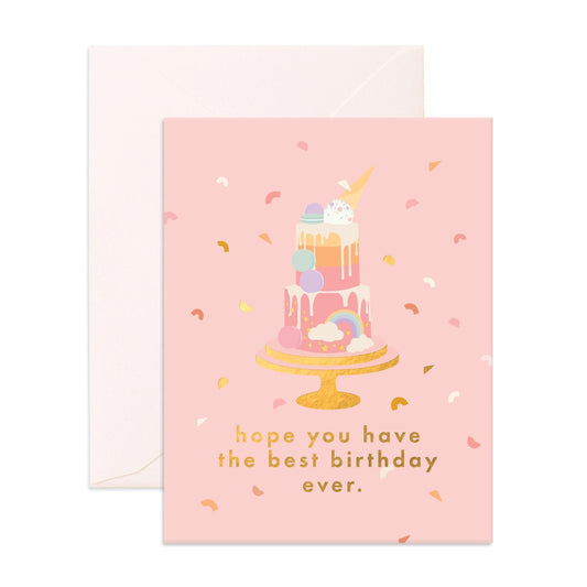 BEST BIRTHDAY CAKE GREETING CARD - BLUSH