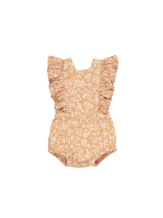 FLORAL FRILL PLAYSUIT -  WARM GLOW