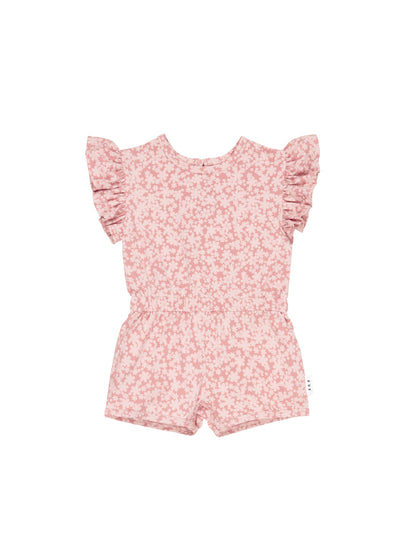 SMILE FLORAL FRILL PLAYSUIT - DUSTY ROSE