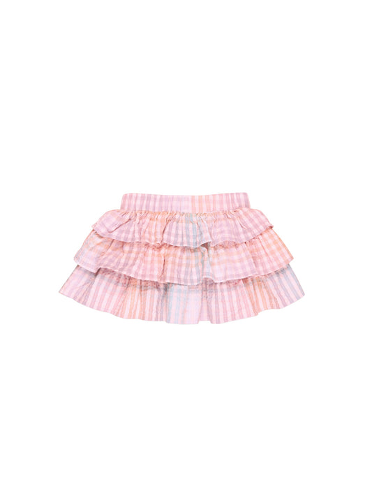 RAINBOW CHECK FRILL SKIRT - MULTI