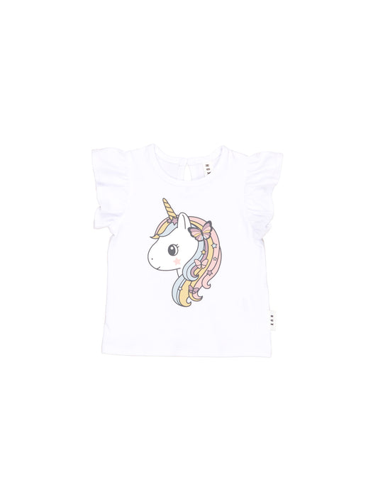 MYSTIC UNICORN FRILL T-SHIRT - WHITE