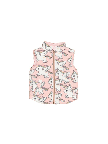 MAGICAL UNICORN REVERSIBLE FLEECE VEST - ROSEBUD