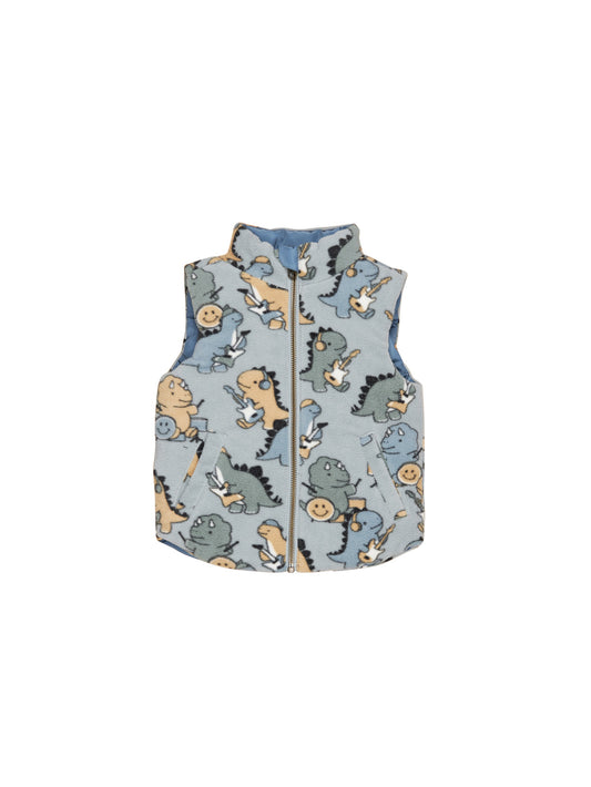 DINO BAND REVERSIBLE FLEECE VEST - NIGHT