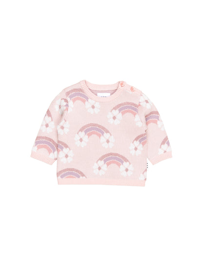 FLOWERBOW KNIT JUMPER - PINK PEARL