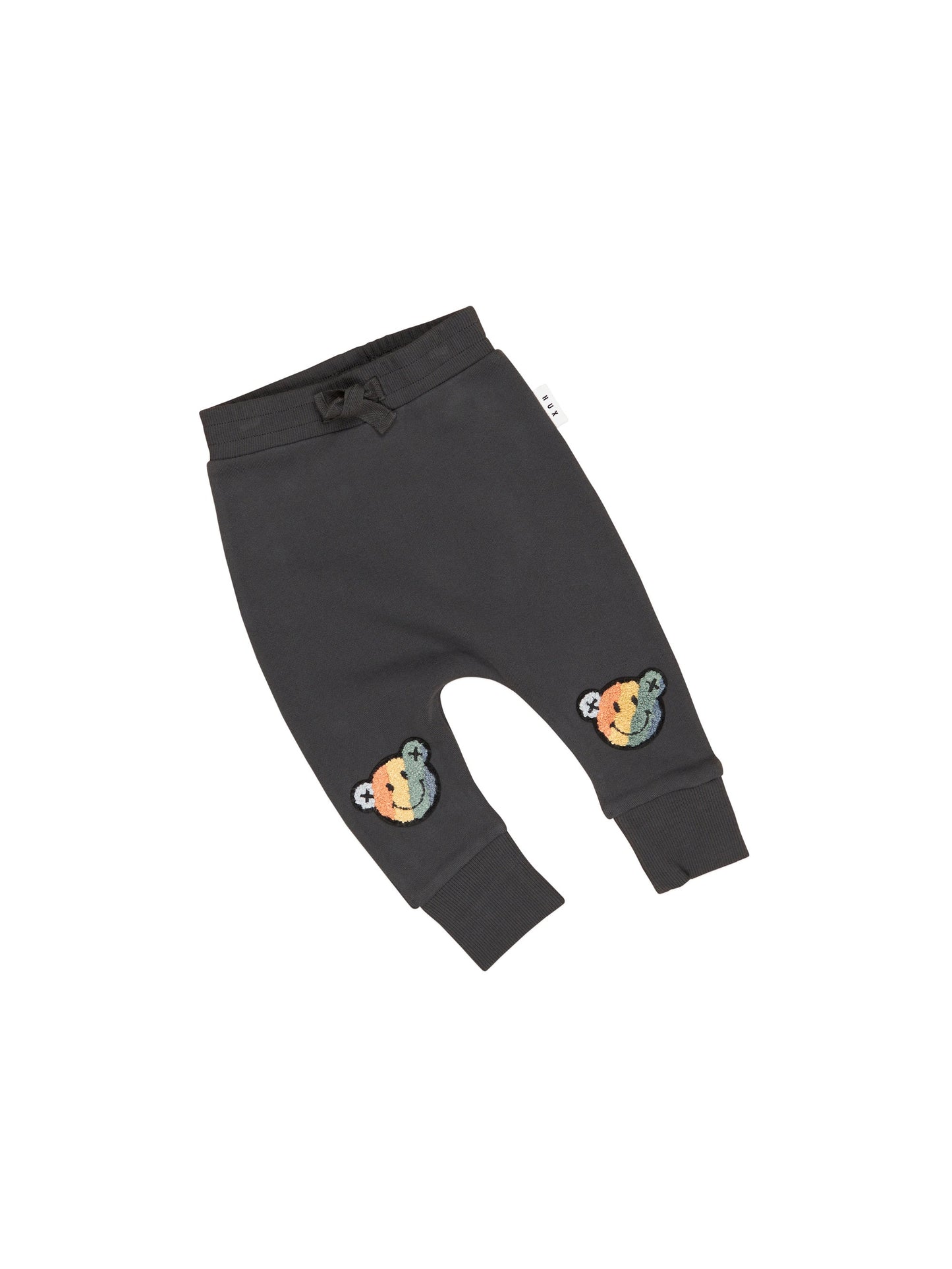 SMILEY RAINBOW DROP CROTCH PANT - SOFT BLACK