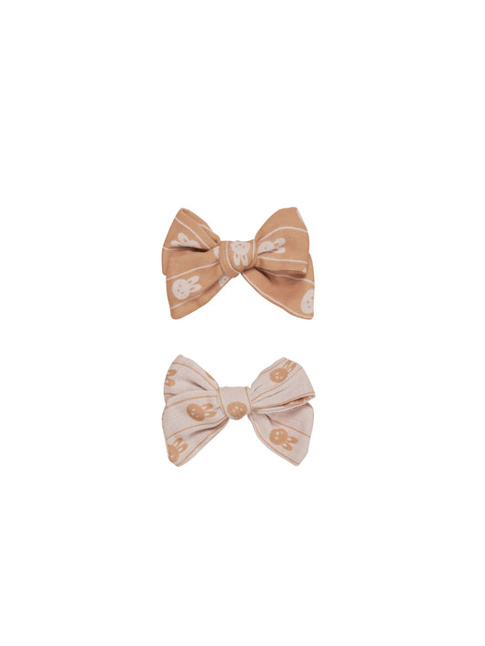 BUNNY STRIPE 2PK HAIR BOW - ROSE & BISCUIT