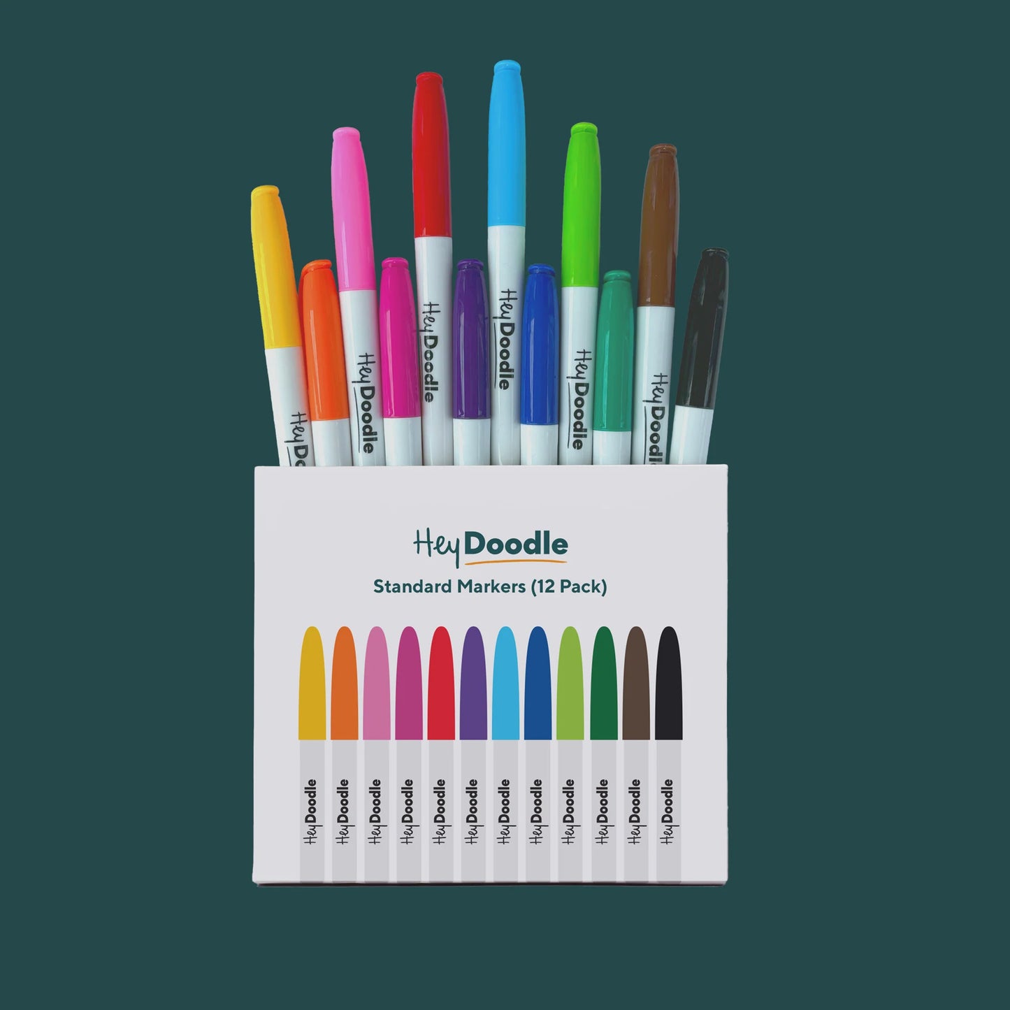 HEYDOODLE STANDARD MARKERS - 12 PACK