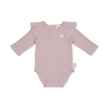 WAFFLE FRILL BODYSUIT - LILAC