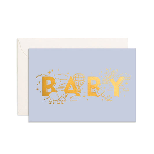BABY UNIVERSE MINI GREETING CARD - DUCK EGG BLUE
