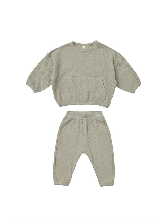 QUINCY MAE WAFFLE SLOUCH SET - SAGE