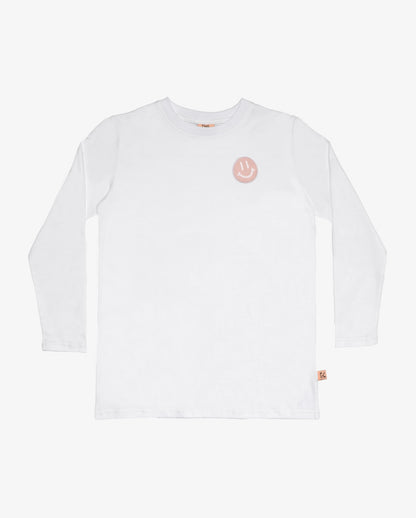 SMILEY STRAIGHT HEM TEE - WHITE