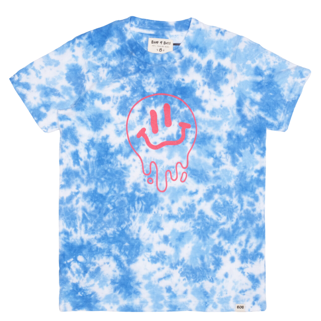 DRIPPIN IN SMILES TEE - BLUE TIE-DYE