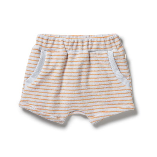 ORGANIC TERRY SLOUCH SHORT - NUTMEG STRIPE