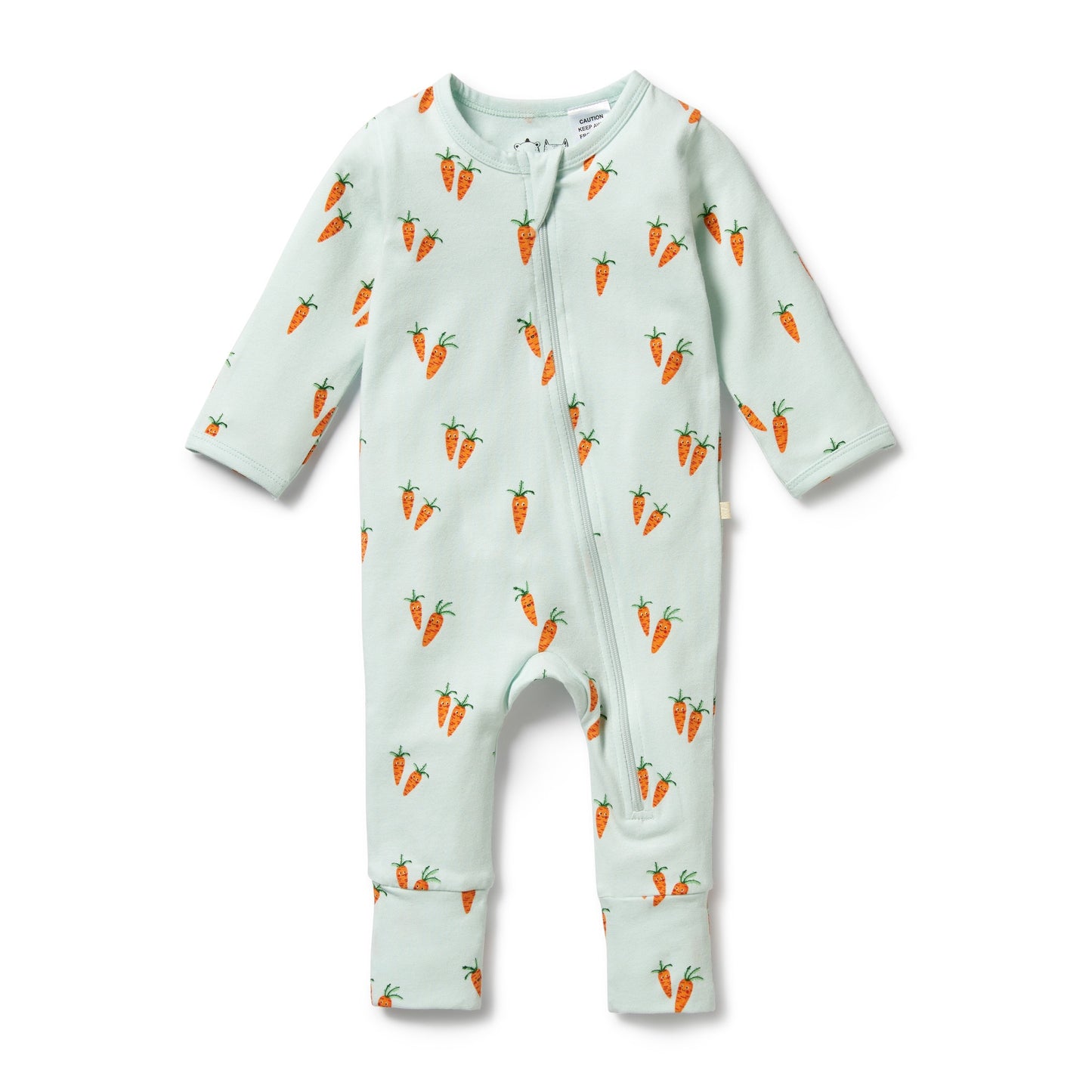 ORGANIC ZIPSUIT WITH FEET - CUTE CARROTS