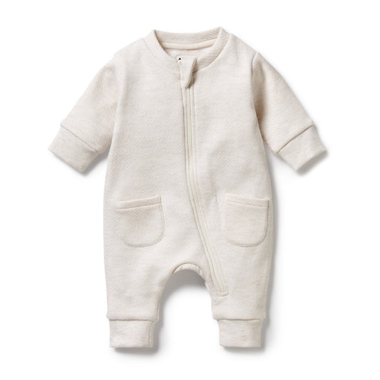 ORGANIC QUILTED GROWSUIT - OATMEAL