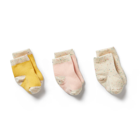 BABY SOCKS 3 PACK -DIJON | PINK | FLECK