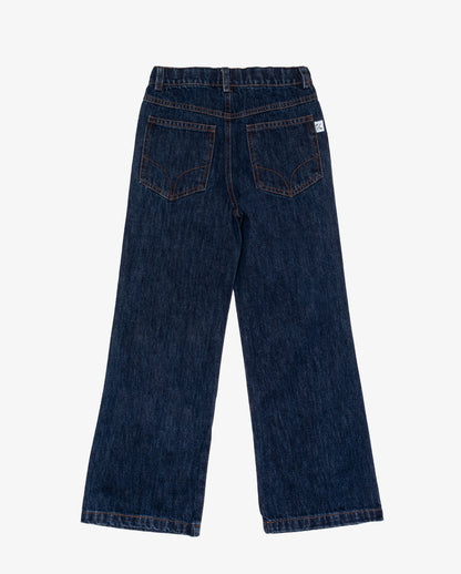 WIDE LEG DENIM JEANS - DARK DENIM BLUE