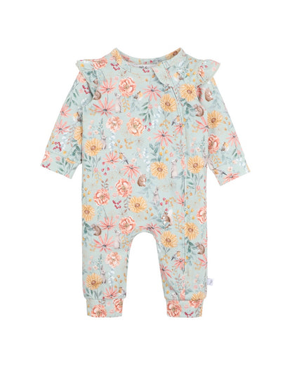 LS ZIP ROMPER - OLIVE PRINT