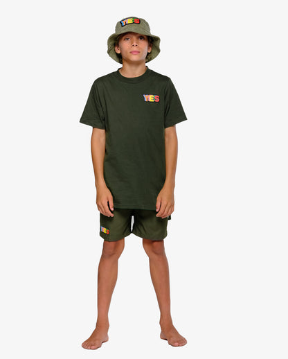 YES RECYCLED POLYESTER BOARDIES - ARMY GREEN