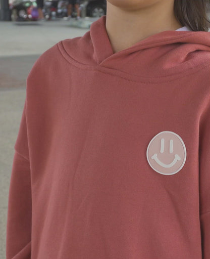 SMILEY WIDE HEM HOOD - TERRACOTTA